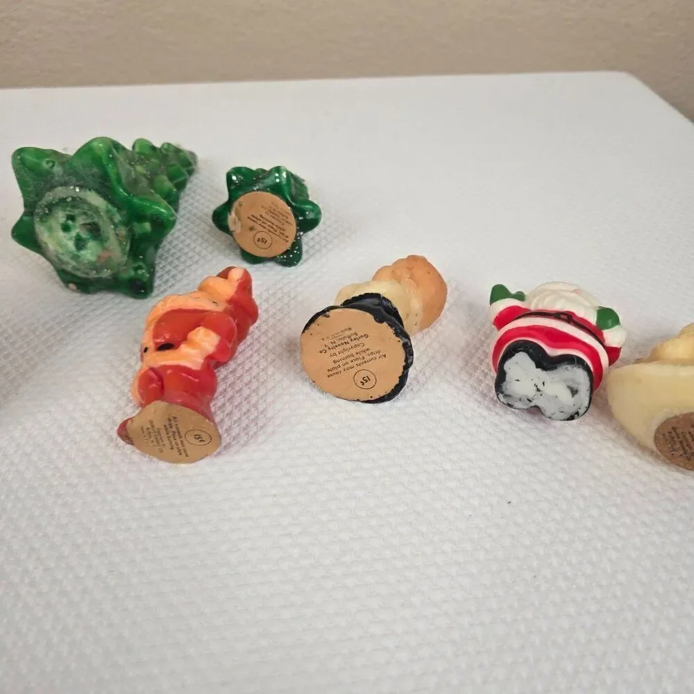 Vintage Gurly Halo Christmas Candle Lot 10 Santa Snowman Angel Tree Choir
